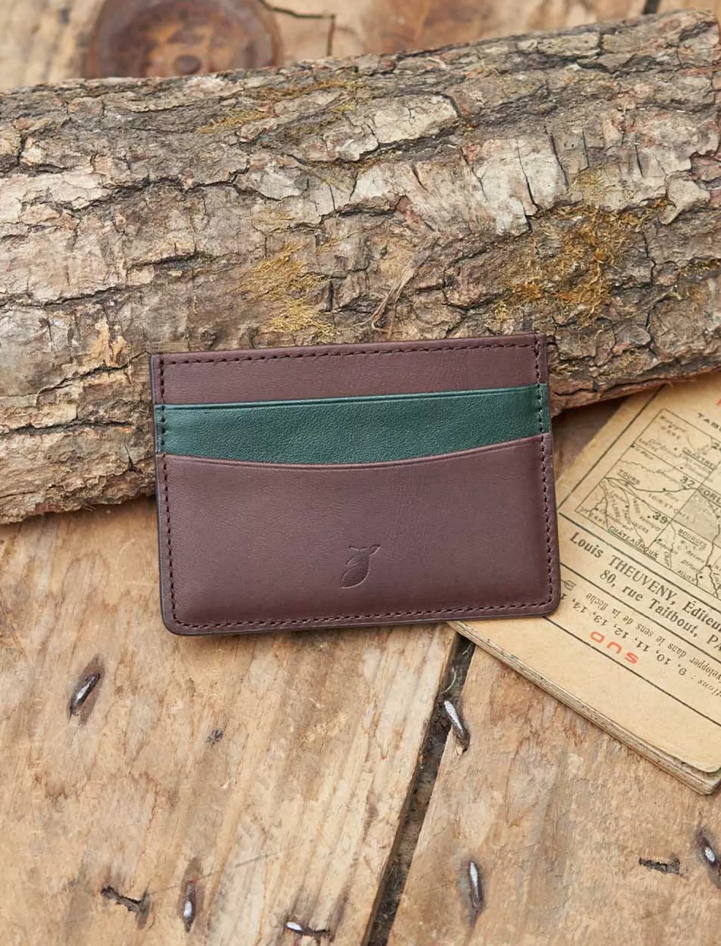 Men Pied de Biche Leather Goods<Card Holder Ebony / Fir Green