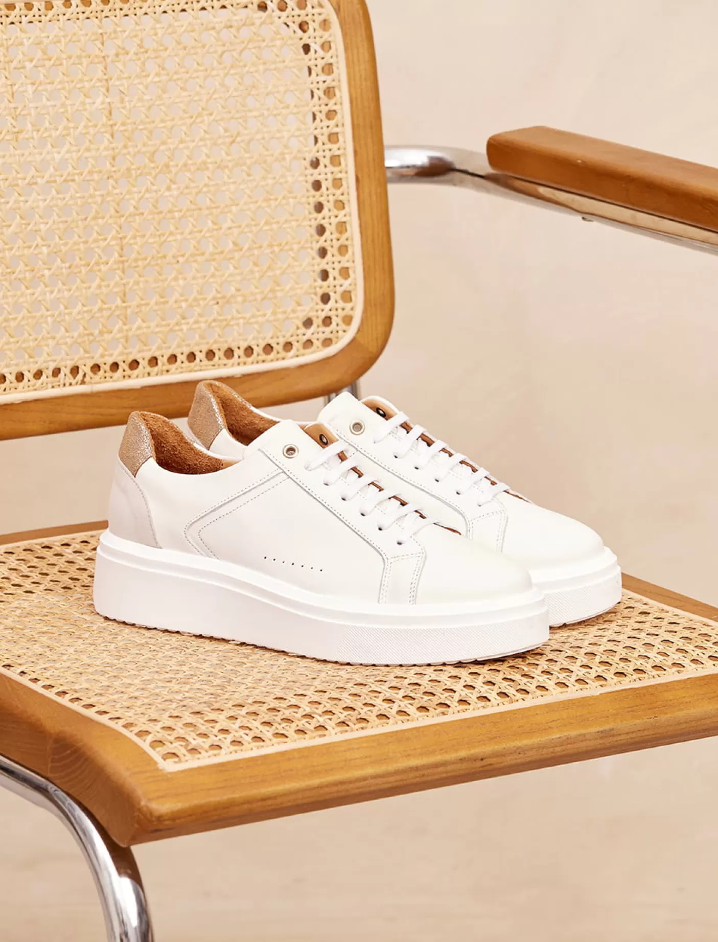 Women Pied de Biche Sneakers<Chiara White & Champagne Iridescent