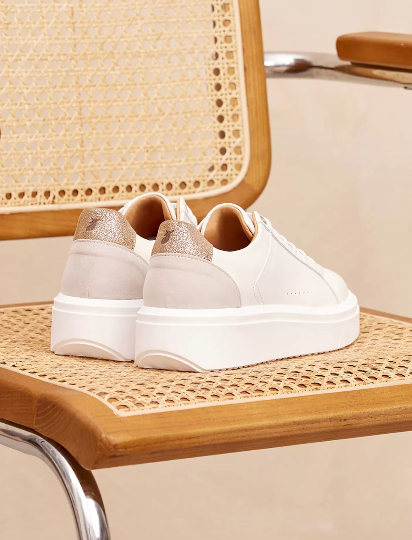 Women Pied de Biche Sneakers<Chiara White & Champagne Iridescent